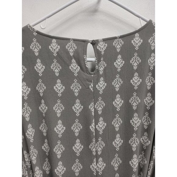 De Collection Womens Shifting Sand Dress Large Gray Garden Crest Midi Cottage - Picture 10 of 11